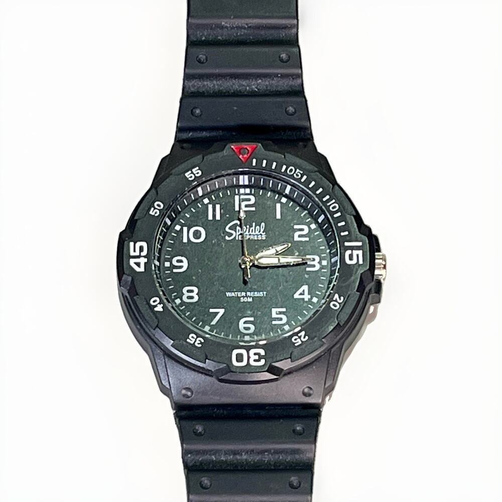 Speidel Time Express Quartz Analog Black Dial 44-47.9mm Plastic Strap Watch